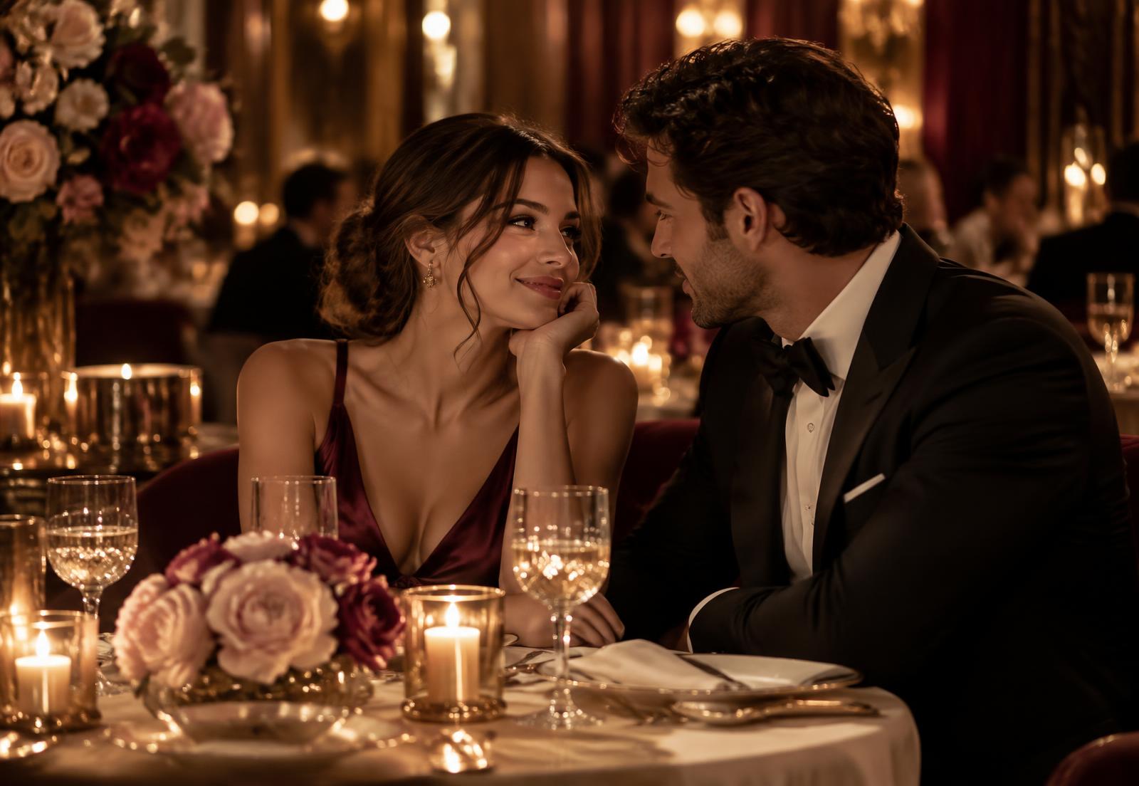 Pareja disfrutando de una cena a la luz de las velas